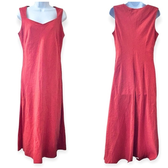 lennie ny Dresses & Skirts - LENNIE New York Vintage 90s Linen Maxi Dress Sweetheart Neckline Coral Size 10 M